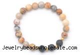 CGB8172 8mm yellow crazy lace agate & black lava beaded stretchy bracelets