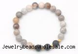 CGB8173 8mm bamboo leaf agate & black lava beaded stretchy bracelets