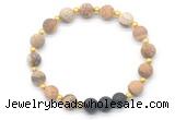 CGB8193 8mm matte picture jasper & black lava beaded stretchy bracelets