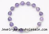 CGB8197 8mm amethyst & white lava beaded stretchy bracelets