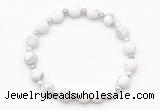 CGB8205 8mm matte white howlite & white lava beaded stretchy bracelets