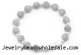 CGB8208 8mm matte grey picture jasper & white lava beaded stretchy bracelets