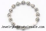 CGB8209 8mm matte dalmatian jasper & white lava beaded stretchy bracelets