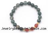 CGB8219 8mm moss agate & red agate beaded stretchy bracelets