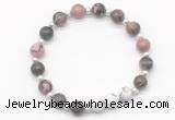 CGB8221 8mm rhodonite & white howlite beaded stretchy bracelets