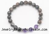 CGB8222 8mm grey opal & amethyst beaded stretchy bracelets