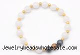 CGB8225 8mm white jade & colorfull tiger eye beaded stretchy bracelets