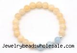 CGB8227 8mm honey jade & aquamarine beaded stretchy bracelets