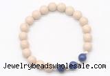 CGB8233 8mm white fossil jasper & lapis lazuli beaded stretchy bracelets