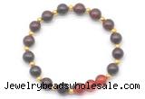 CGB8238 8mm brecciated jasper & red agate beaded stretchy bracelets