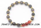 CGB8256 8mm rainbow labradorite & red agate beaded stretchy bracelets