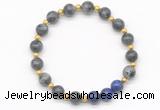 CGB8257 8mm black labradorite & lapis lazuli beaded stretchy bracelets