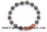 CGB8259 8mm purple yellow tiger eye & red agate beaded stretchy bracelets