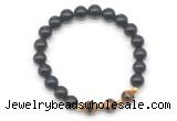 CGB8261 8mm black obsidian & grade AA yellow tiger eye beaded stretchy bracelets