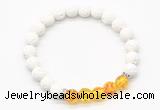 CGB8271 8mm white lava & synthetic amber beaded mala stretchy bracelets