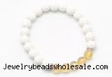 CGB8272 8mm white lava & citrine beaded mala stretchy bracelets