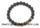 CGB8286 8mm black lava & grade AA yellow tiger eye beaded mala stretchy bracelets