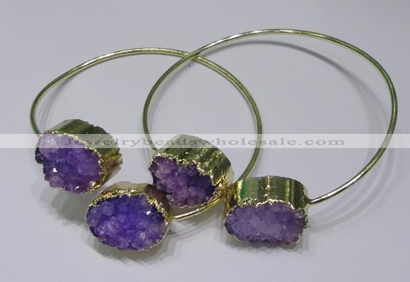 CGB829 13*18mm - 15*20mm oval druzy agate gemstone bangles