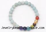 CGB8305 8mm matte amazonite 7 chakra beaded mala stretchy bracelets