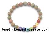 CGB8306 8mm matte unakite 7 chakra beaded mala stretchy bracelets