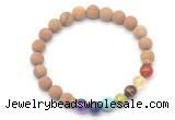 CGB8308 8mm matte wooden jasper 7 chakra beaded mala stretchy bracelets