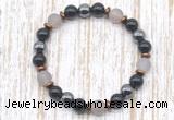 CGB8323 8mm matte grey agate, black onyx & hematite energy bracelet