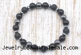 CGB8324 8mm matte black onyx, black onyx & hematite energy bracelet