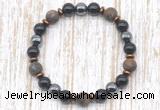 CGB8327 8mm matte bronzite, black onyx & hematite energy bracelet