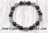 CGB8340 8mm grey agate, black onyx & hematite energy bracelet