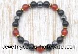 CGB8341 8mm red agate, black onyx & hematite energy bracelet