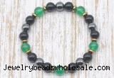 CGB8342 8mm green agate, black onyx & hematite energy bracelet