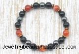 CGB8349 8mm red banded agate, black onyx & hematite energy bracelet