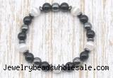 CGB8351 8mm Tibetan agate, black onyx & hematite energy bracelet