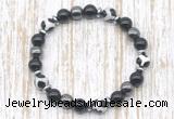 CGB8353 8mm Tibetan agate, black onyx & hematite energy bracelet