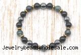 CGB8355 8mm moss agate, black onyx & hematite energy bracelet