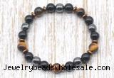 CGB8361 8mm yellow tiger eye, black onyx & hematite energy bracelet