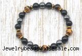 CGB8362 8mm grade AA yellow tiger eye, black onyx & hematite energy bracelet