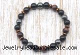 CGB8363 8mm red tiger eye, black onyx & hematite energy bracelet