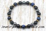 CGB8366 8mm blue tiger eye, black onyx & hematite energy bracelet