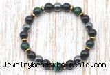 CGB8367 8mm green tiger eye, black onyx & hematite energy bracelet