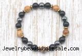 CGB8372 8mm picture jasper, black onyx & hematite energy bracelet