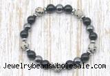 CGB8374 8mm dalmatian jasper, black onyx & hematite energy bracelet