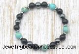 CGB8375 8mm blue sea sediment jasper, black onyx & hematite energy bracelet