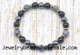 CGB8378 8mm blue spot stone, black onyx & hematite energy bracelet