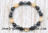 CGB8383 8mm honey jade, black onyx & hematite energy bracelet