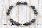 CGB8393 8mm grade A white moonstone, black onyx & hematite energy bracelet