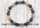 CGB8394 8mm sunstone, black onyx & hematite energy bracelet