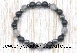 CGB8399 8mm cloudy quartz, black onyx & hematite energy bracelet