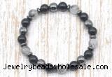 CGB8400 8mm black rutilated quartz, black onyx & hematite energy bracelet