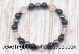 CGB8403 8mm rose quartz, black onyx & hematite energy bracelet